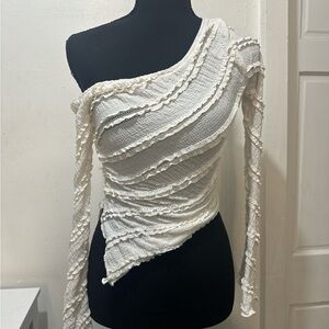White One-Shoulder Ruffled Top